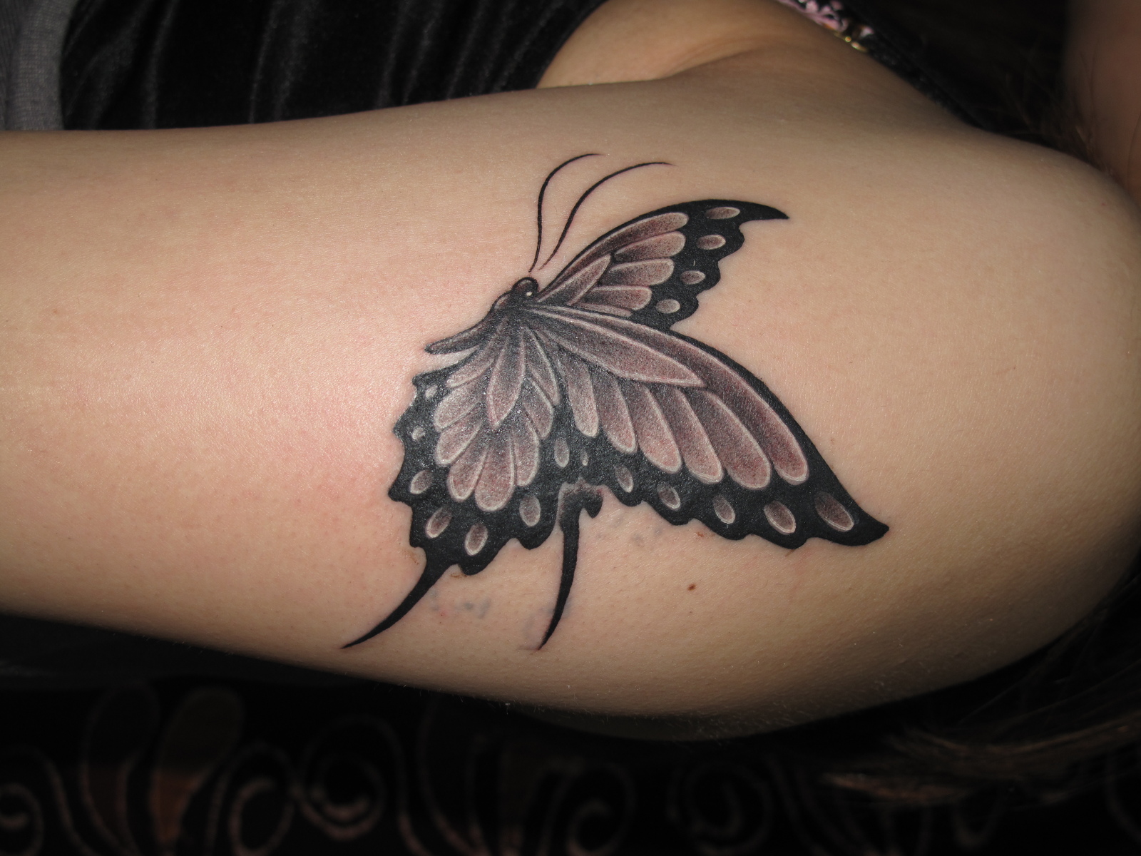 蝶々|腕　ブラックアンドグレー　ブラックアンドグレイ　蝶々　バタフライ　ワンポイント