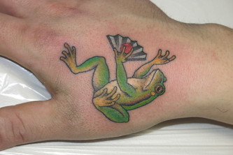 蛙|手　カラー　ワンポイント　蛙　カエル　扇子