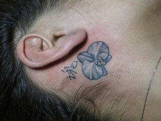 花|耳　耳裏　カラー　ワンポイント　レタリング　花　胡蝶蘭