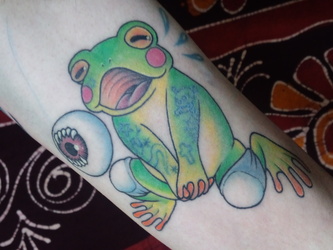 蛙|腕　カラー　蛙　カエル　目玉　ワンポイント